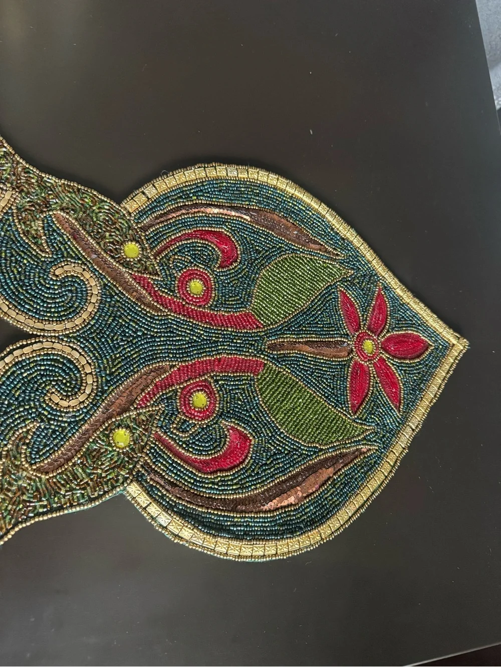 Pier 1 Beaded Floral Scroll Table Runner